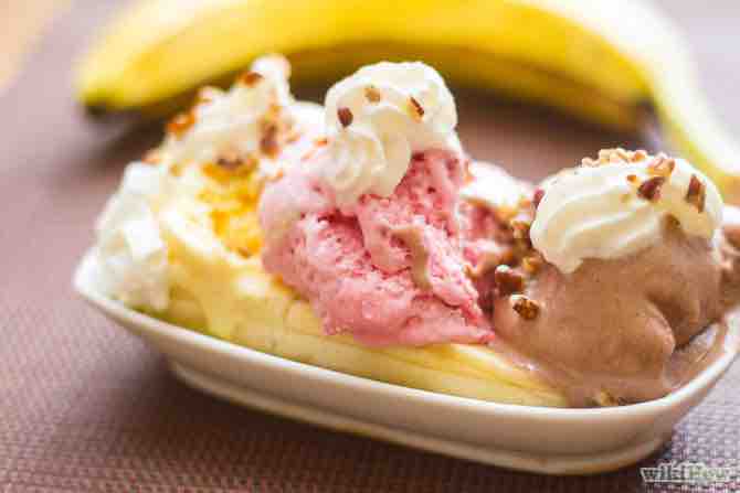 hacer banana splits con fruta