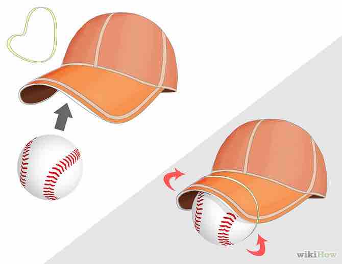 Imagen titulada Put the baseball in the bill, and wrap the rubber bands Step 4