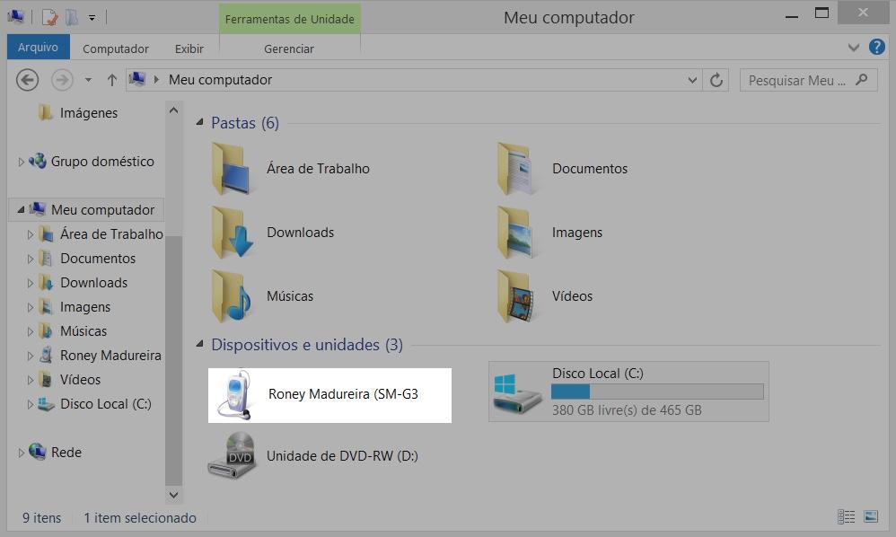 Exemplo dos passos para transferir arquivos para um computador.