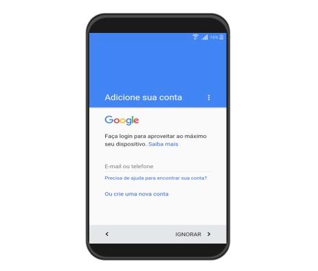 Como entrar ou criar uma nova conta do Google.