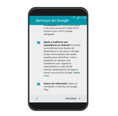 Aceite os termos e condições para usar o Google.