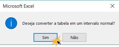 Exemplo da caixa de diálogo para excluir uma tabela.