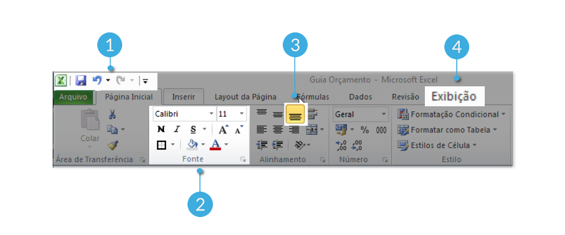 Parte superior de Excel 2010