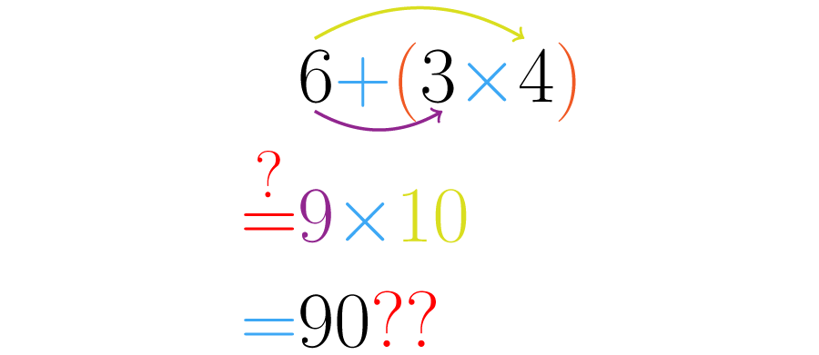 Não é correto distribuir a soma pela multiplicação.