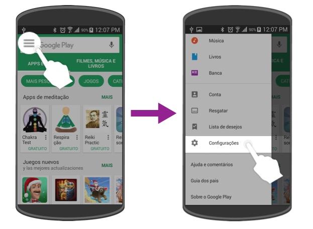 Entre em configurações do Play Store para ativar o controle parental.