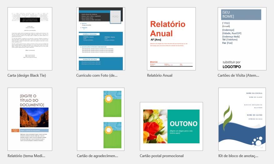 Modelos do Word 2016