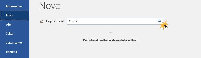 Como buscar modelos online no Word 2016