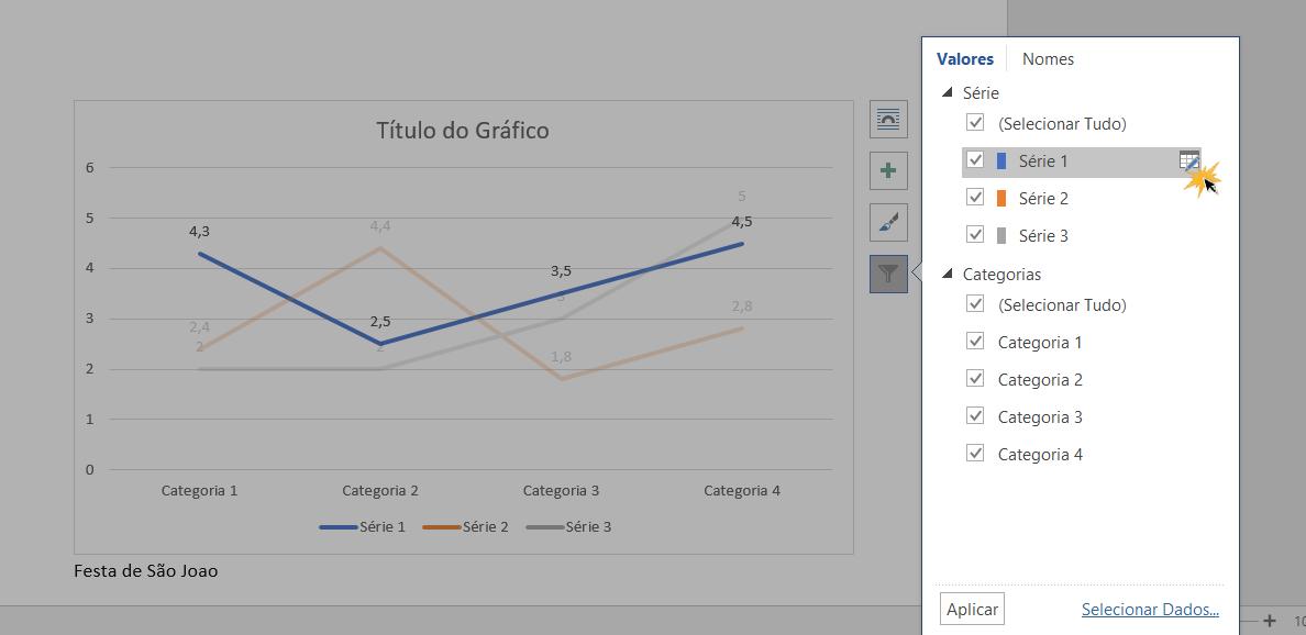 Ajustar os valores do gráfico.