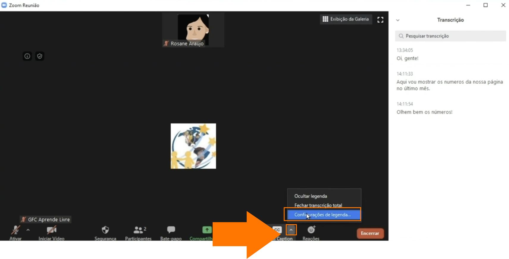 Imagem 13 como ativar legendas na sua reunião do zoom