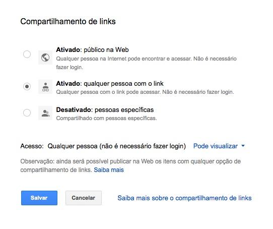 Escolha a opção de privacidade que você deseja