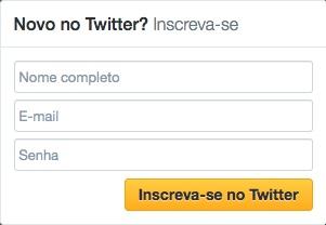 Clique em Inscreva-se no Twitter