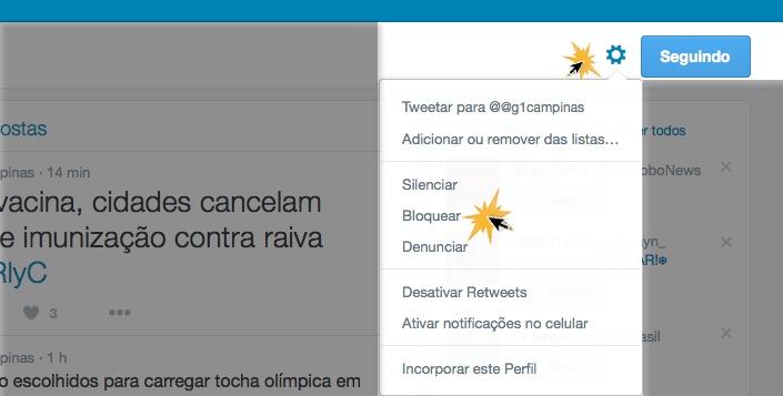 Você também pode bloquear usuários do seu perfil.