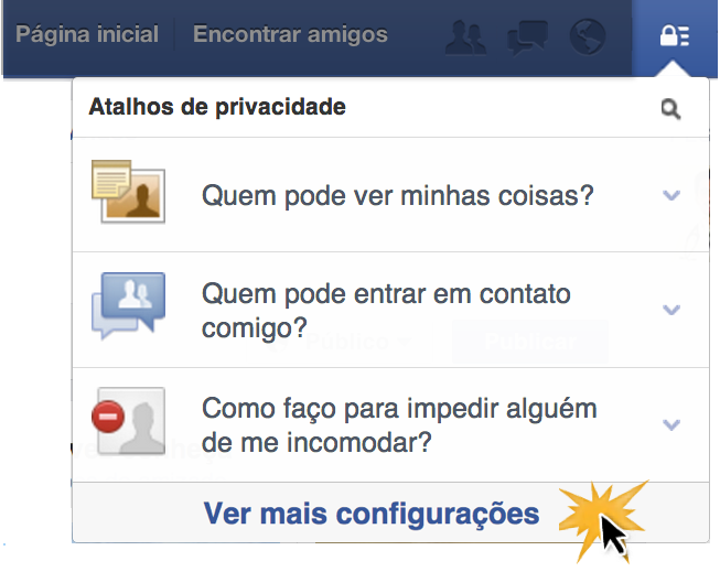 Clique em ver mais configurações