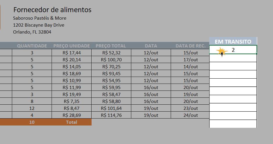 Exemplo de como copiar a fórmula para outras células.