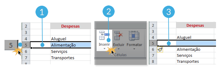 Como inserir linha no Excel 2010