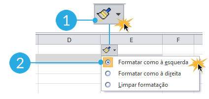 Imagem de exemplo do botão Inserir opções no Excel 2010.