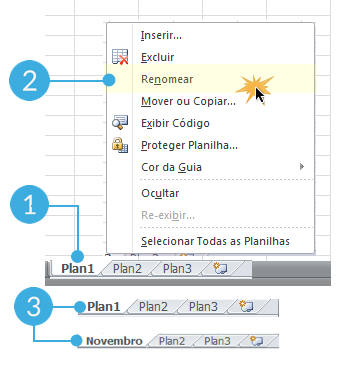 Como alterar o nome das planilhas