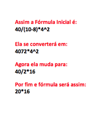 Exemplo de imagem de uma operação resolvida de acordo com a ordem do Excel para calcular fórmulas complexas.