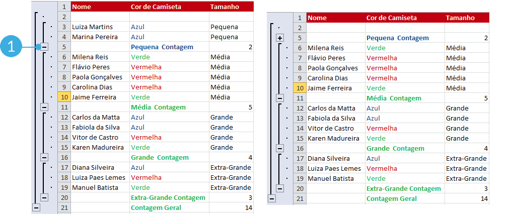 Exemplo de imagem de como ocultar dados no Excel 2010.