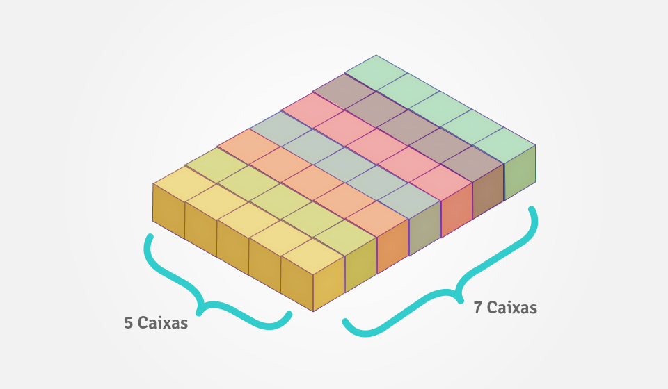 35 caixas por nível.