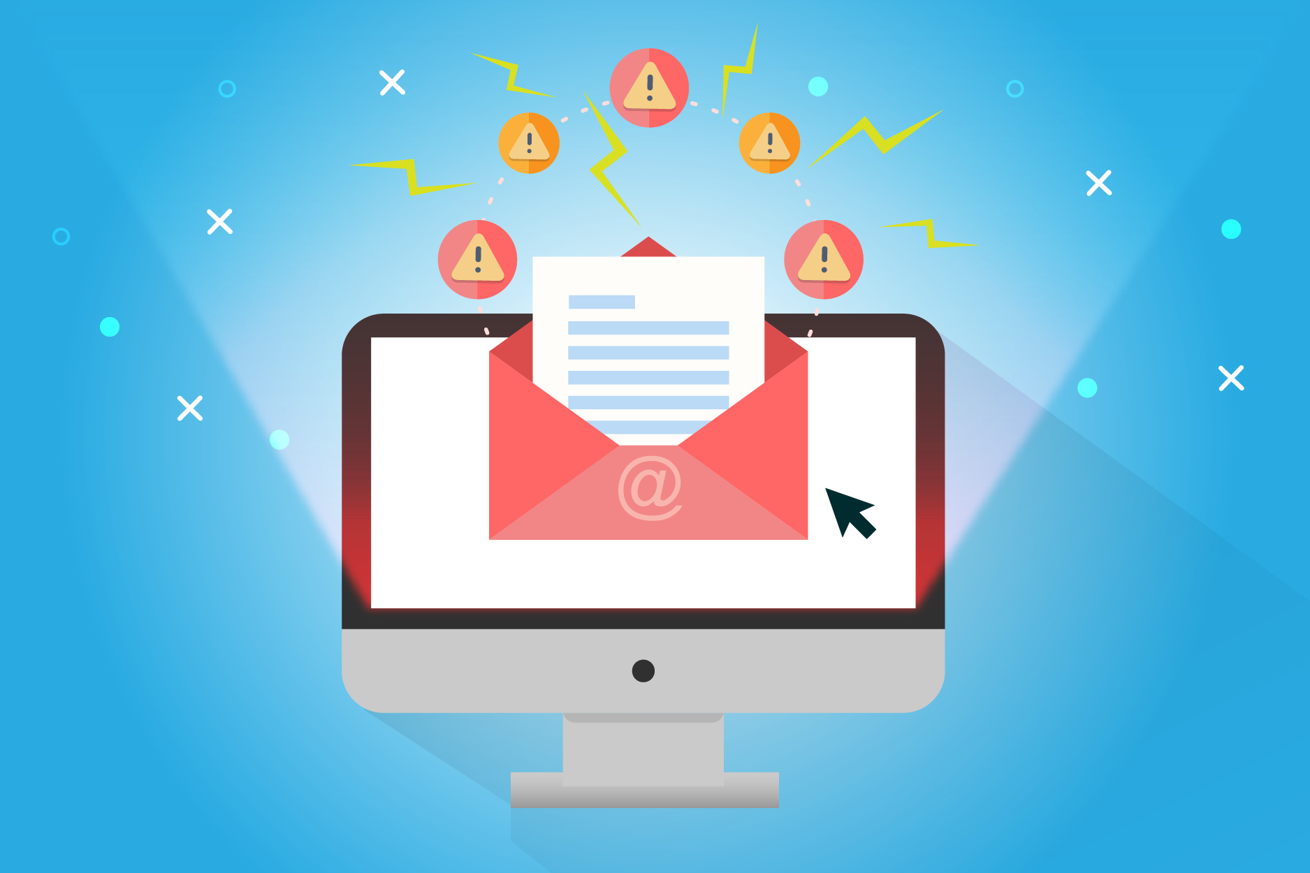 Por e-mail podem enviar spam e mensagens suspeitas para roubarem informações.
