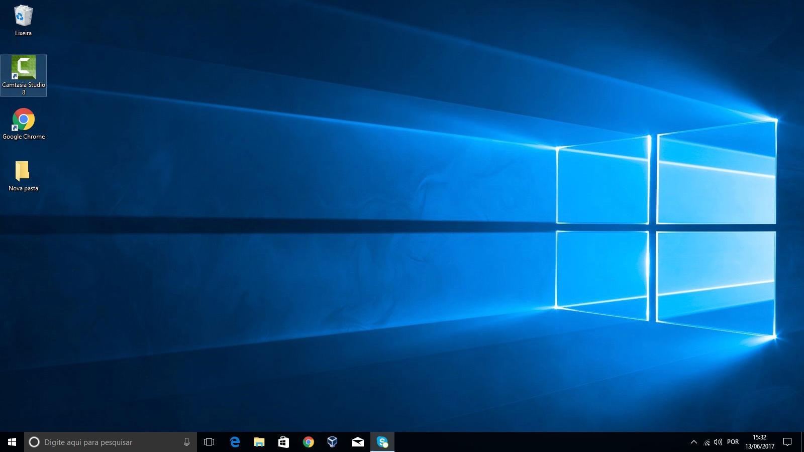 Na área de trabalho do Windows 10 temos acesso diretos assim como à barra de tarefas