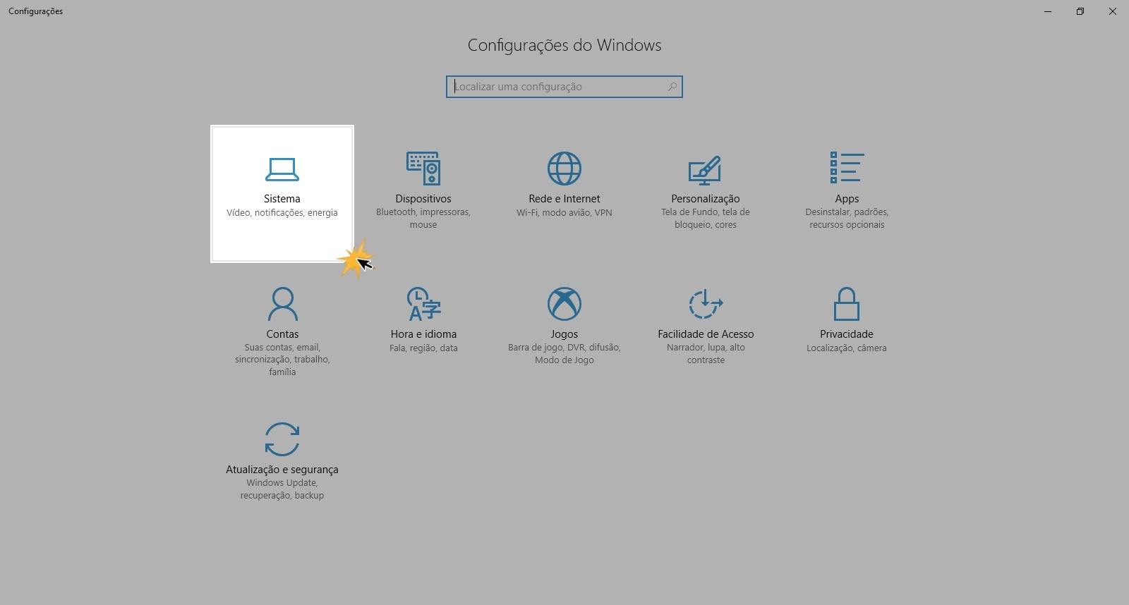 Selecione a opção Sistema.