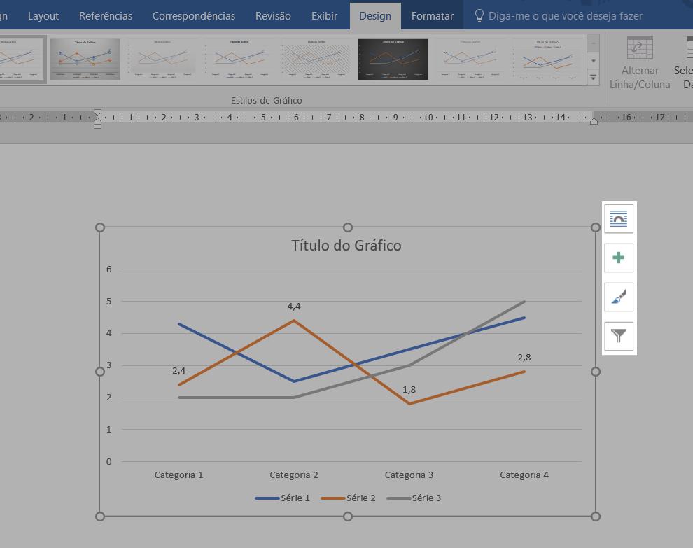 Ferramentas para configurar o gráfico.